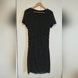 Le Château Polka Dot Ruched Wiggle Dress XL Black White Pin Up Rockabilly